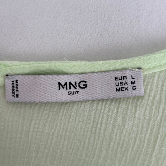 MANGO PASTEL APPLE GREEN TEXTURED LYOCELL BLEND TOP, SZ. M - Picture 4 of 5